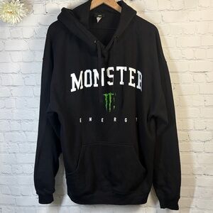 MONSTER ENERGY Black Pullover Hoodie Logo Sweatshirt size 2XL